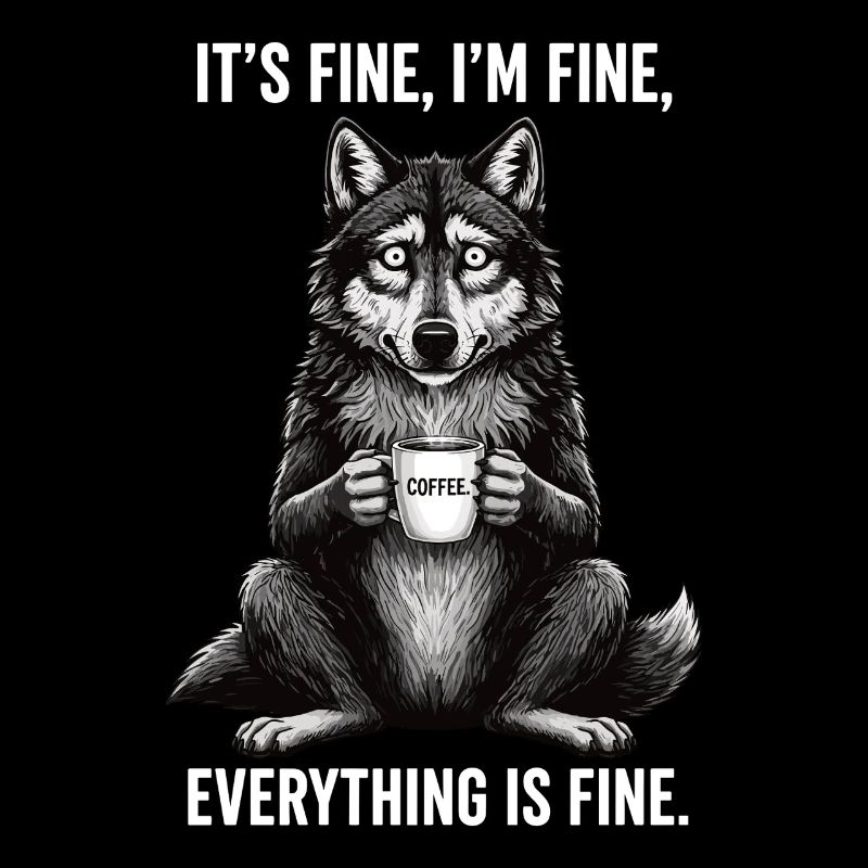Its Fine Im Fine Coffee Wolf Humor