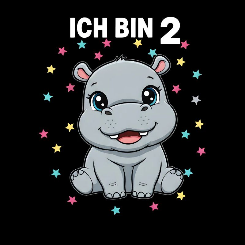 Ich bin 2 - Süßes Nilpferd zum 2. Geburtstag