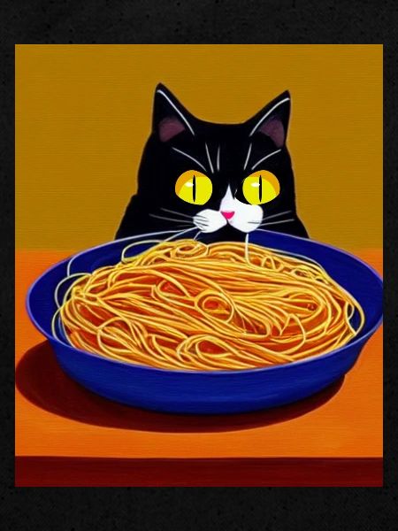 Katzenblick auf Spaghetti