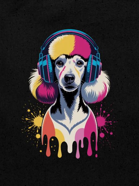 Caniche avec un casque