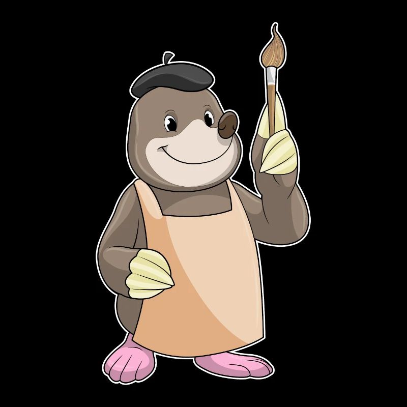 Mole as a painter with a brush