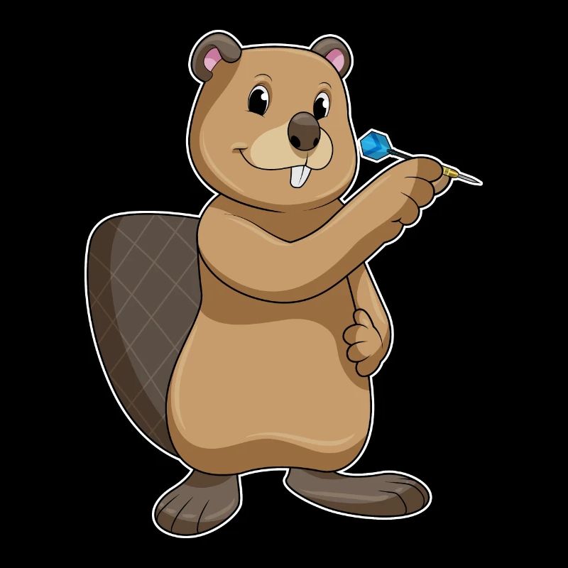 Biber beim Dart mit Dartpfeil