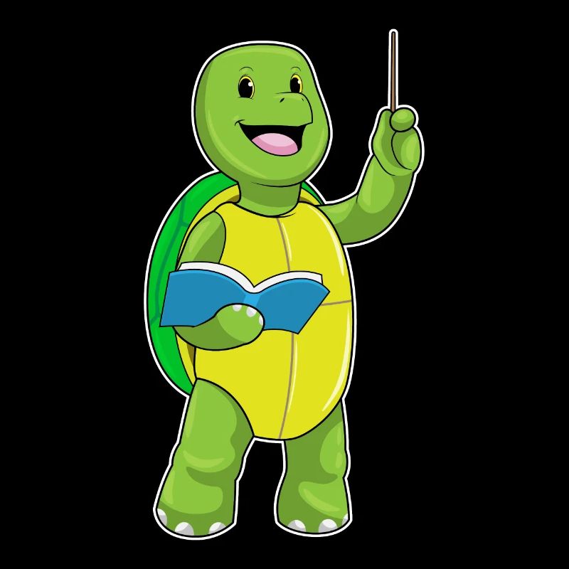Turtle as a teacher with book & pointer