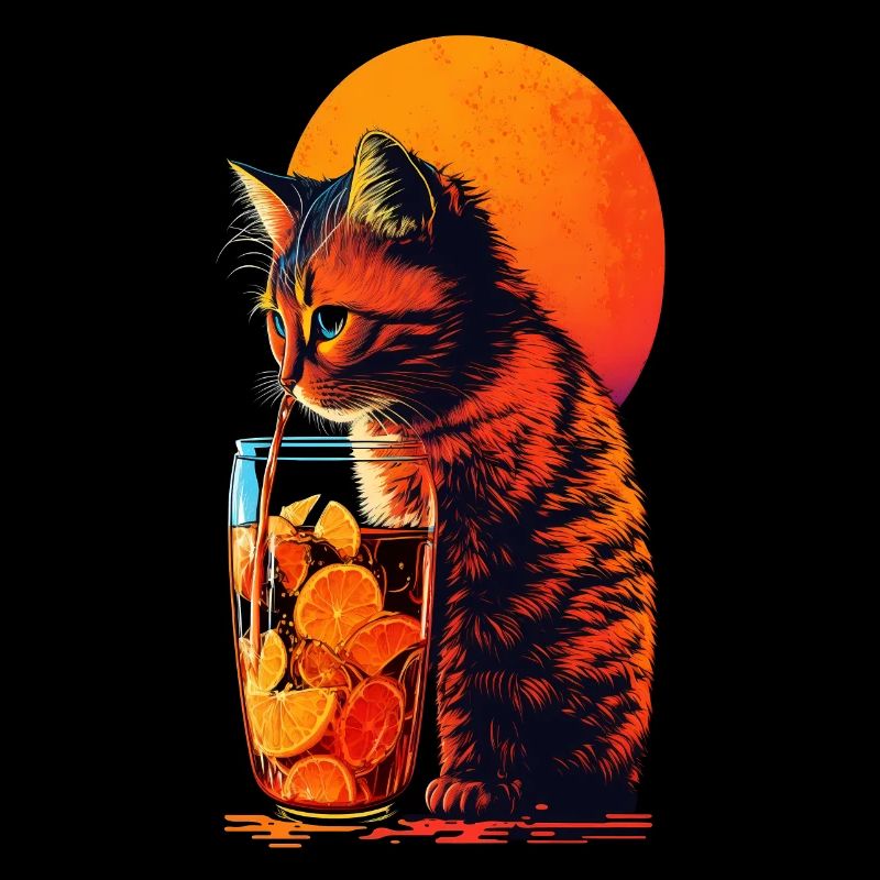 Funny cat drinks cocktail Cat lover