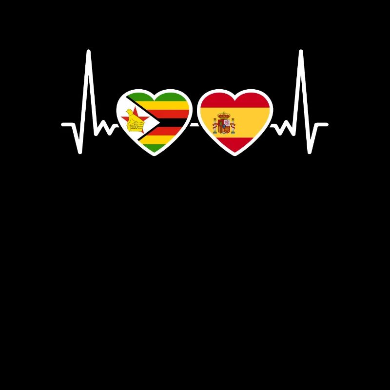 Zimbabwe, Espagne, Heartbeat, Drapeau, Zimbabwéen