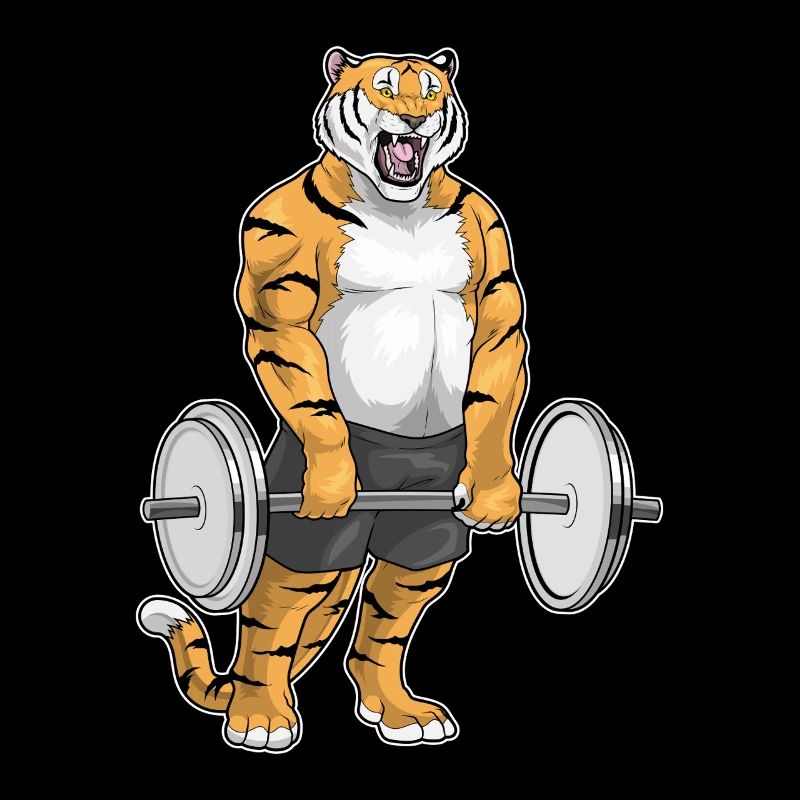 Tiger Bodybuilder Musculation avec haltères