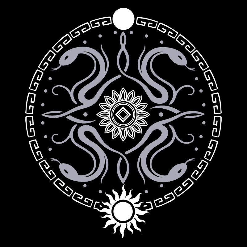 Roue serpentine avec soleil et lune
