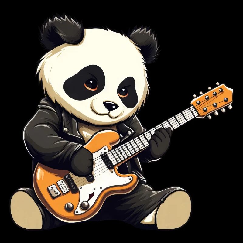 Guitariste et rocker panda cool