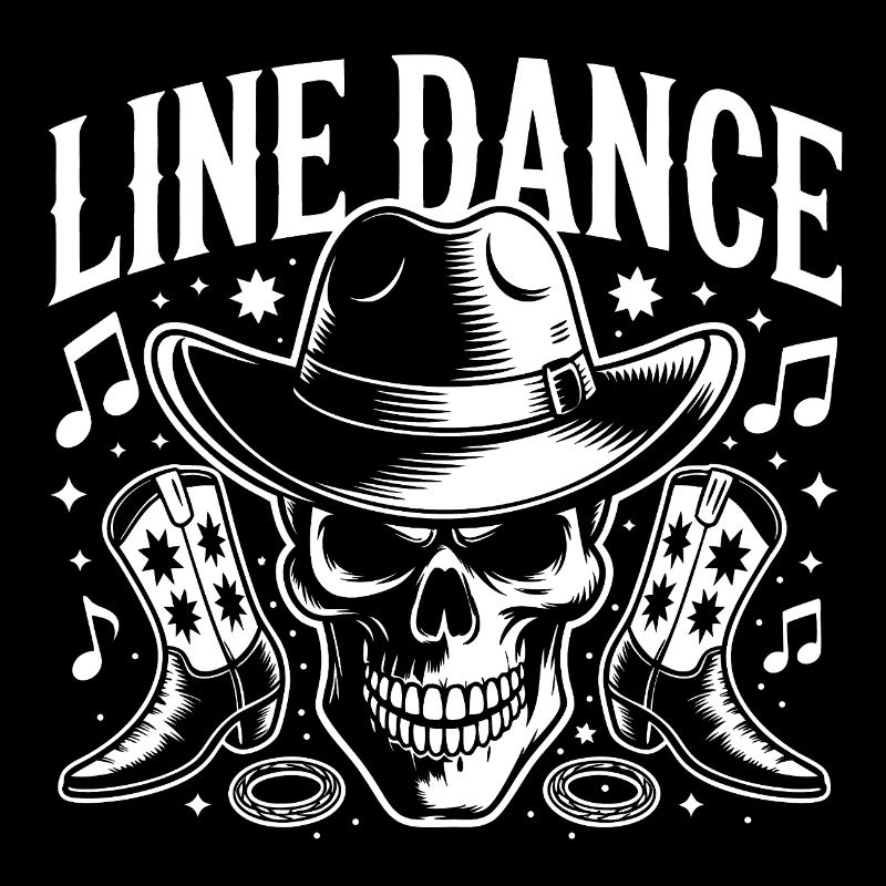 Line Dance Skull mit Stetson und Boots und Lasso