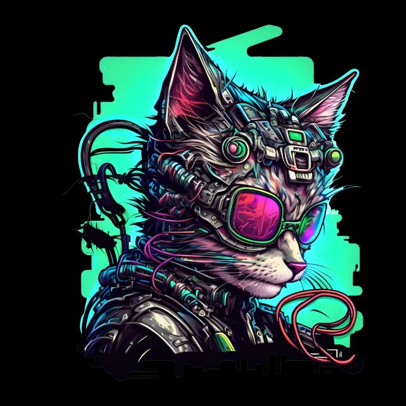Kybernetische Katze mit Fliegerbrille