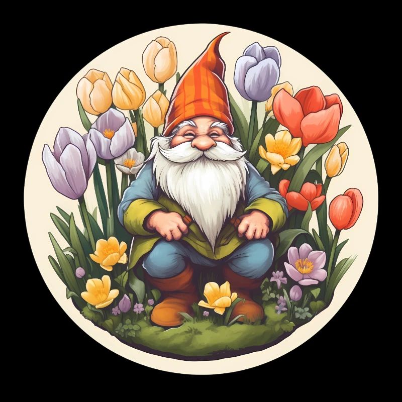 Nain dans le champ de fleurs