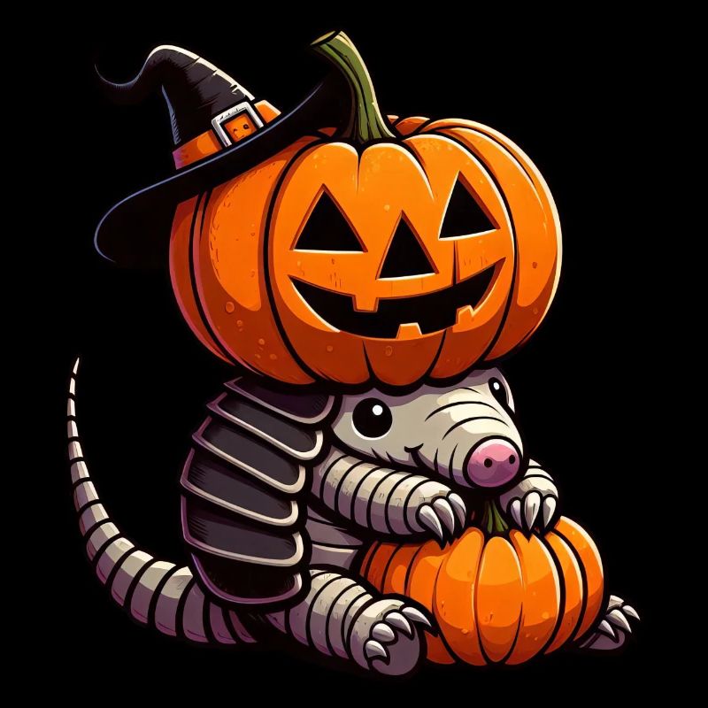 Mignon Halloween Armadillo Sorcière Citrouille
