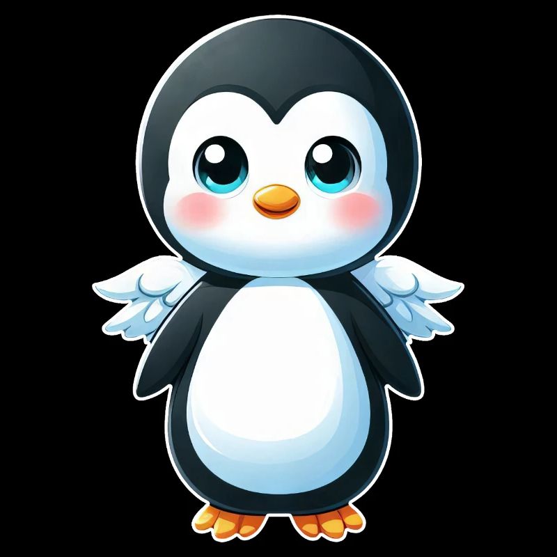 Süßer Pinguin Engel Cartoon Chibi Stil