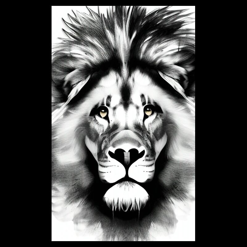 Lion noir et blanc