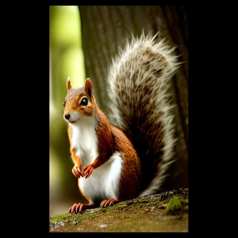 Cool Comic Portrait wild red squirrel majestic