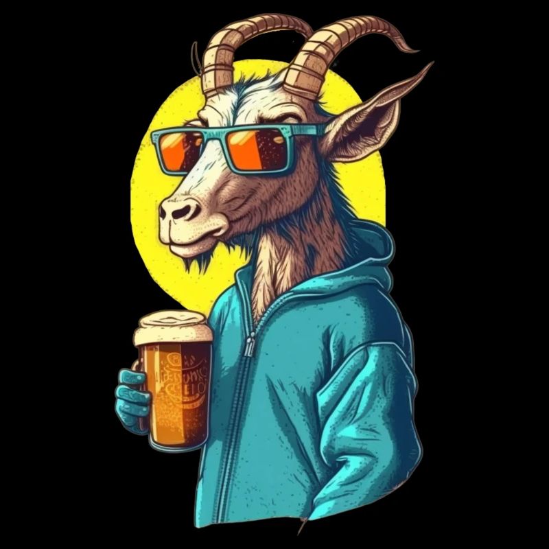 Cool buck avec de la bière dans un sweat à capuche