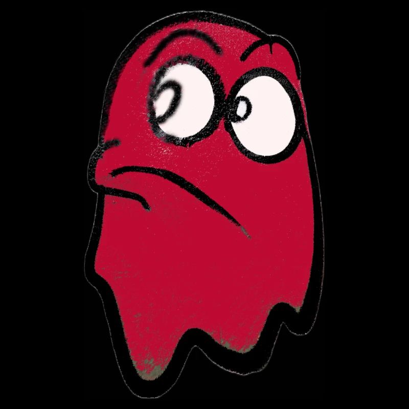 Funny grim-looking ghost in red