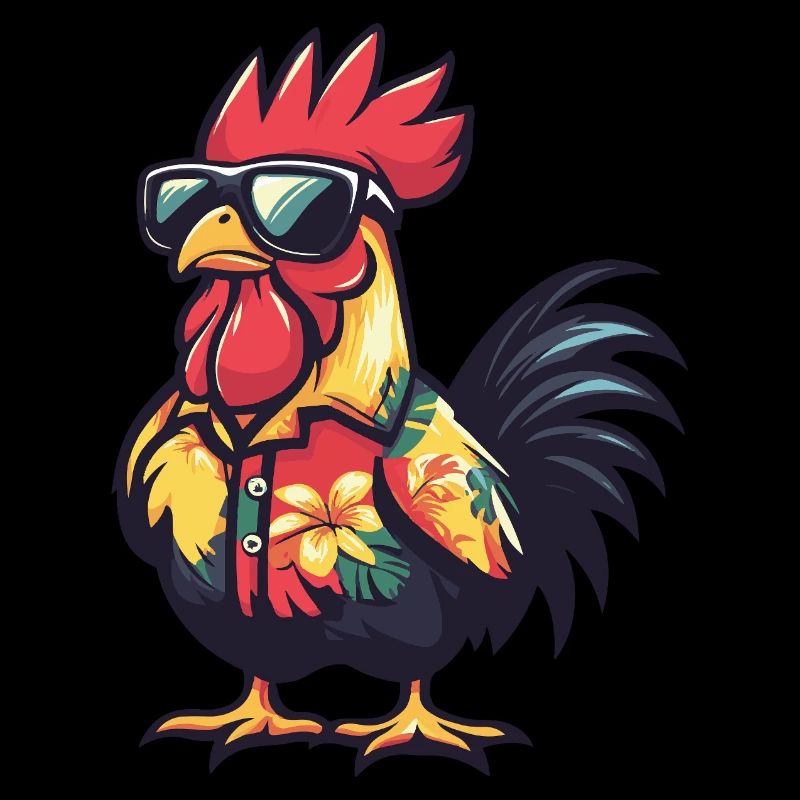 Rooster Comic Funny Summer
