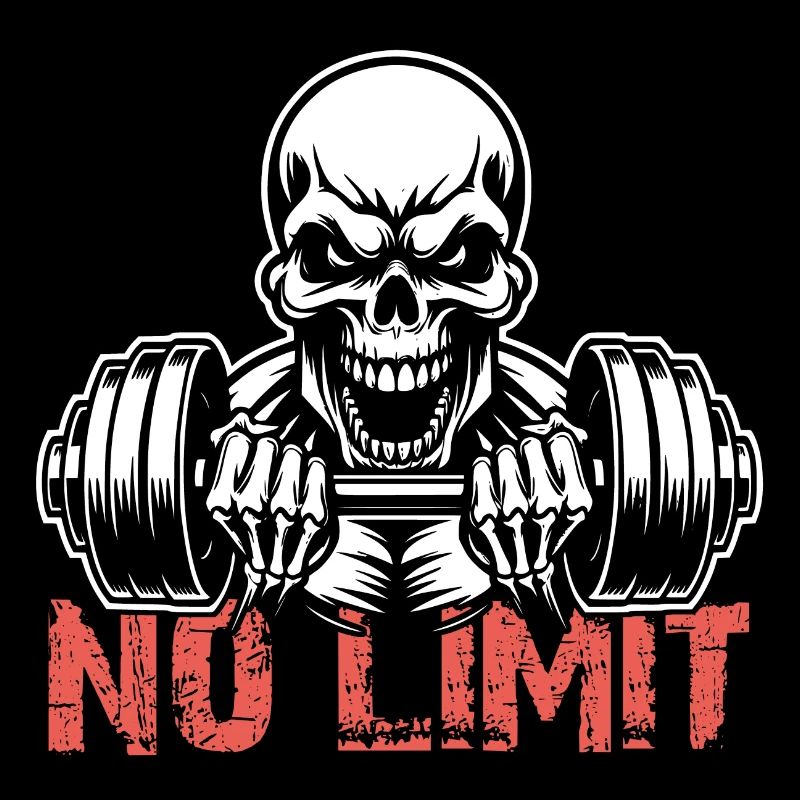 No Limit Hard Workout Skull with Dumbbell