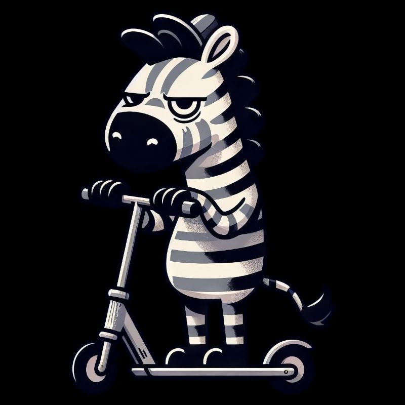 Zebra Kickroller Skurril Lustig Comic