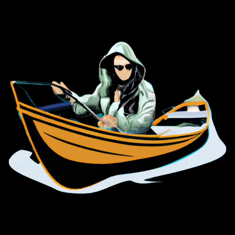 Pêcheuse dans un bateau à rames