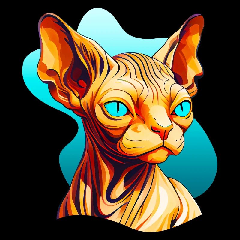 Chat Sphynx dans un style comique cool