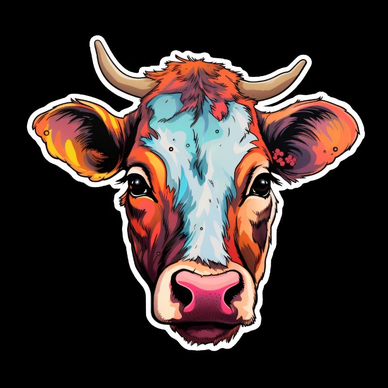 Tête de vache colorée