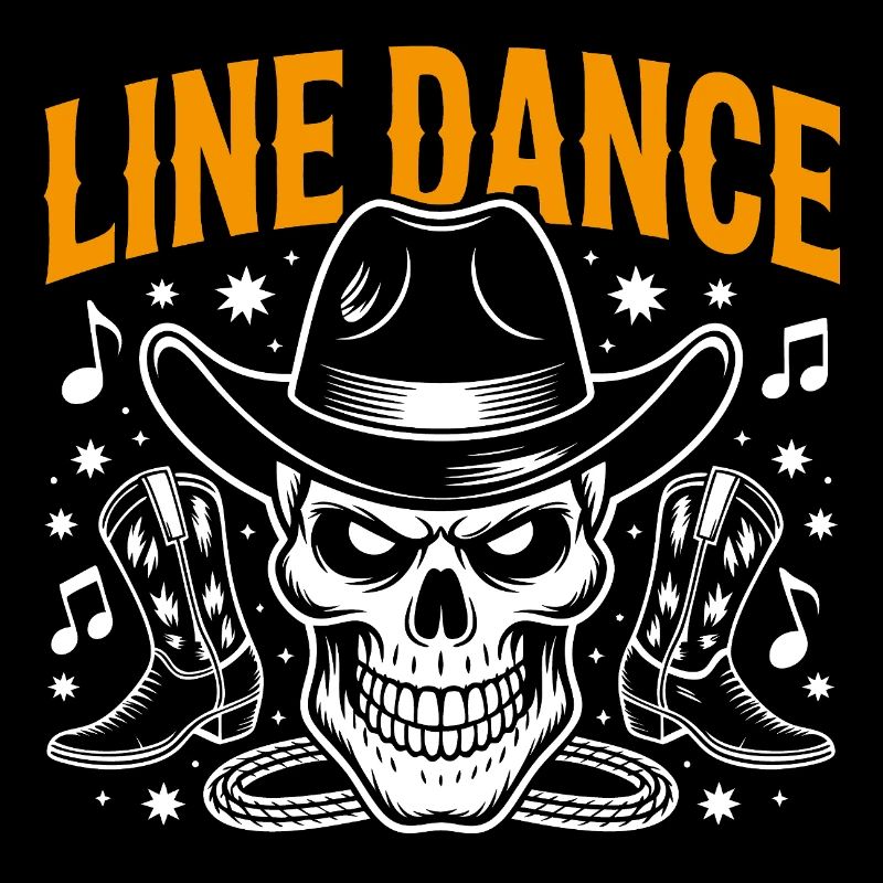 Line Dance Skull mit Stetson und Boots und Lasso