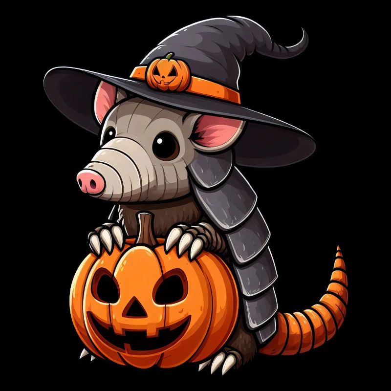 Mignon Halloween Armadillo Sorcière Citrouille