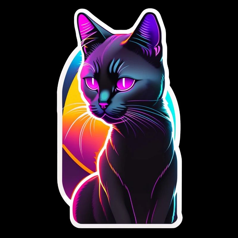 chat noir et effet néon