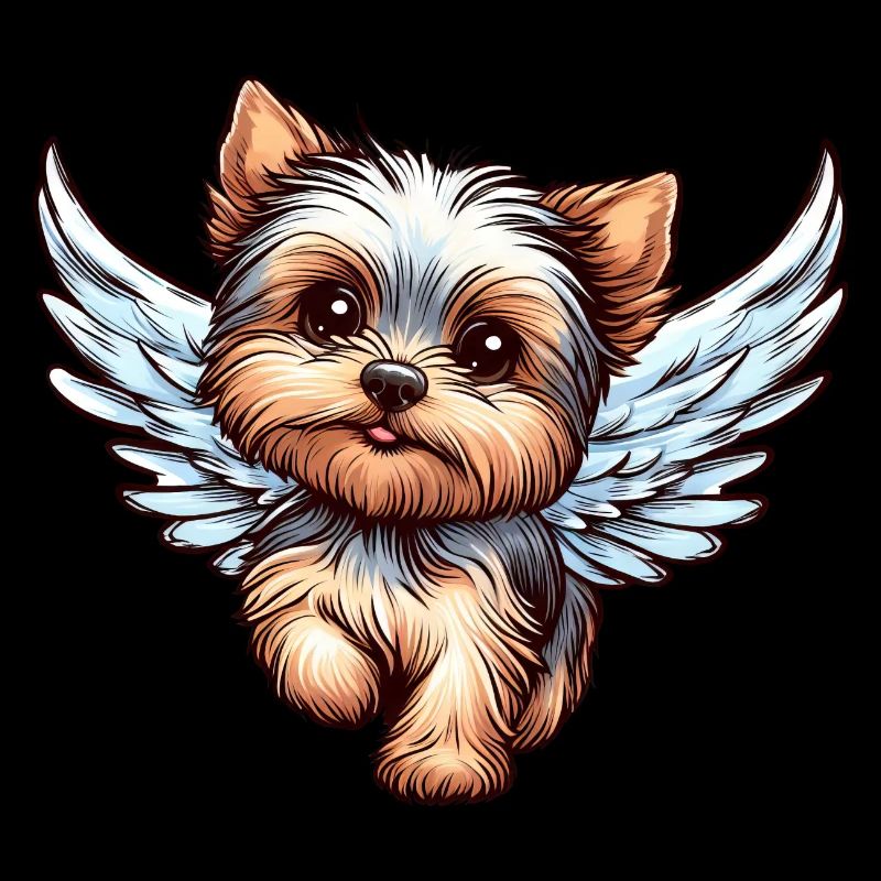 Yorkshire Terrier mignon comme ange avec des ailes