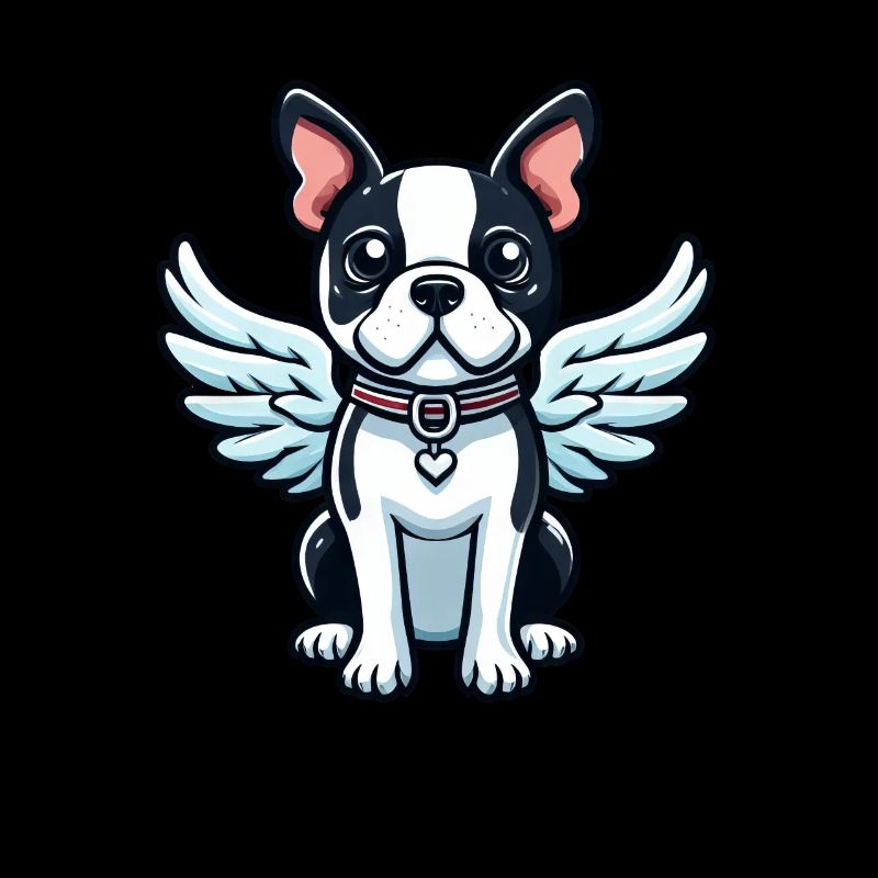 Süßer Boston Terrier-Engel im Comic-Stil