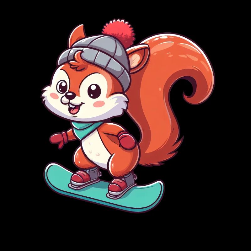 Winterabenteuer mit Eichhörnchen – Snowboard-Spaß