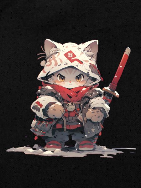 Chat mignon samouraï