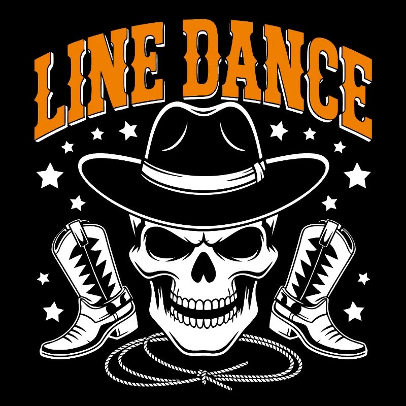 Line Dance Skull mit Stetson und Boots und Lasso
