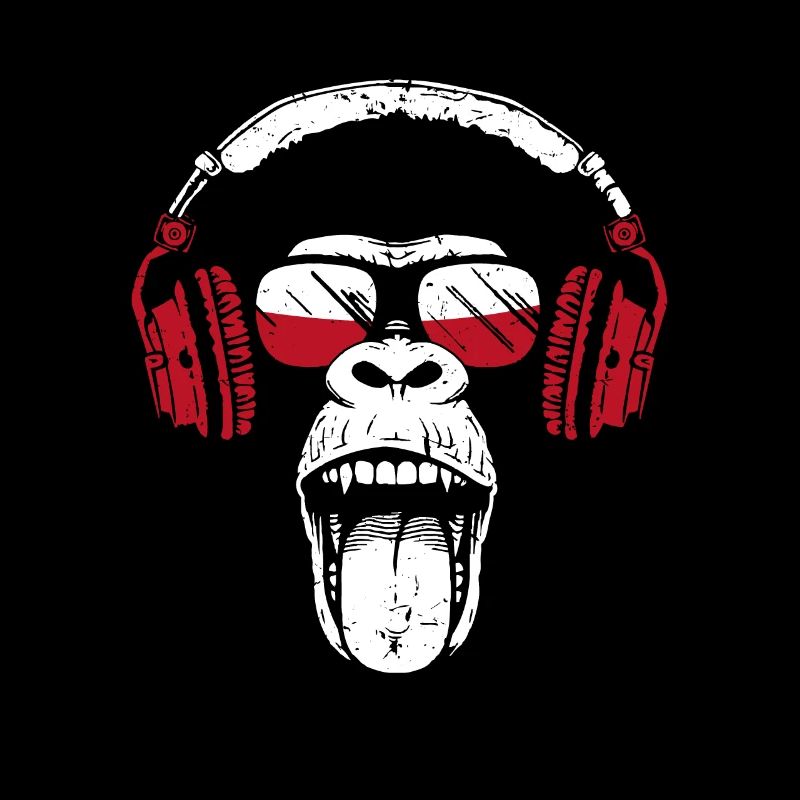 Affe mit Headset Musik Polen