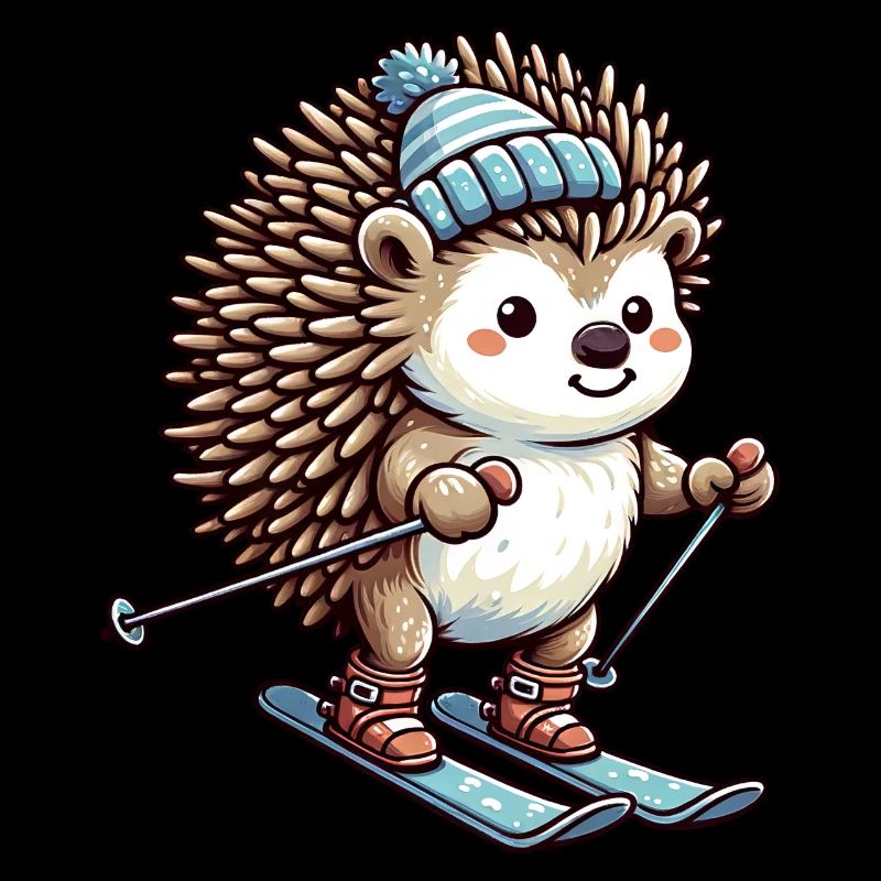 Igel Ski Skifahrer Skiurlaub Süß Comic