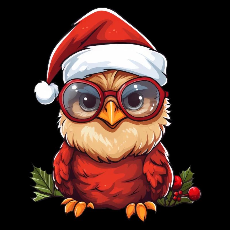 Christmas Owl Red Feathers