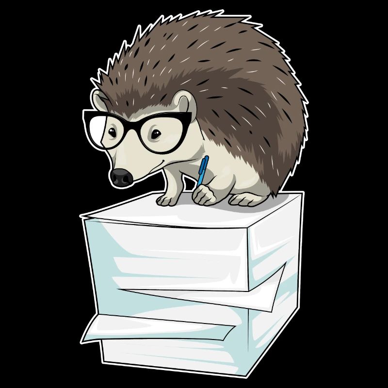 Hedgehog secretary stack of papers