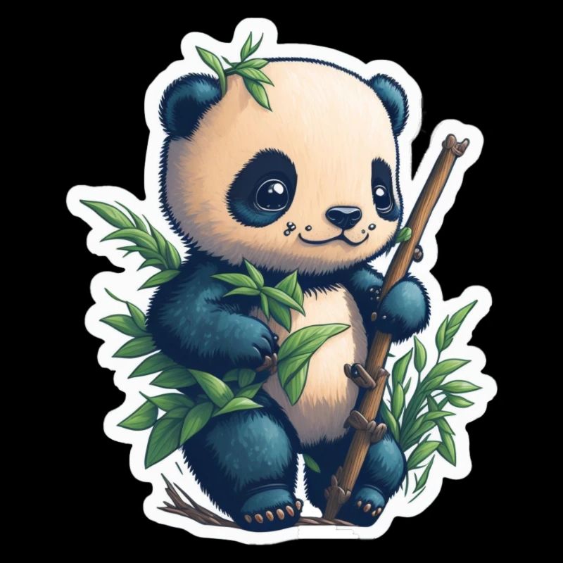 Cute Panda with Bamboo