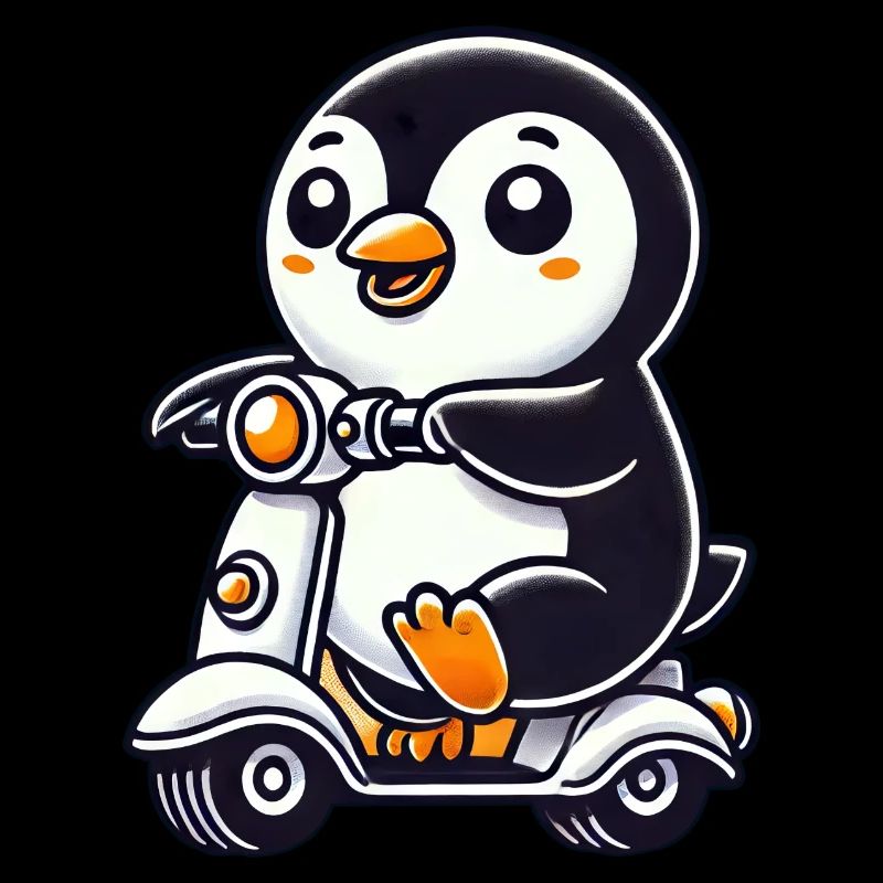 Whimsical Penguin Scooter Moped Funny Funny