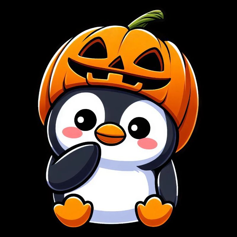Halloween Penguin Pumpkin Hat Head