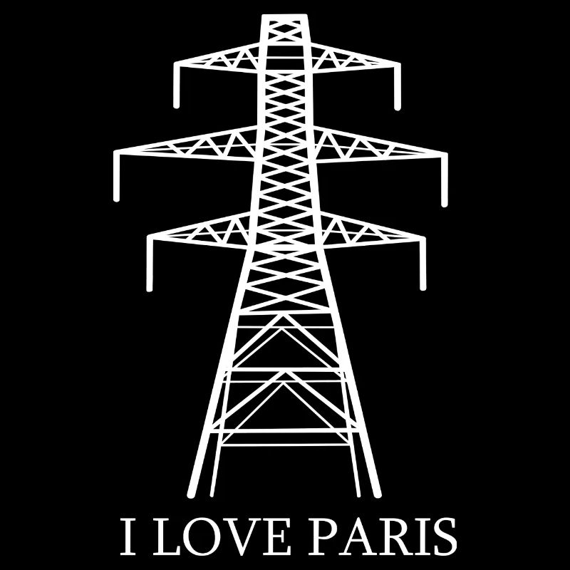 Strommast als Eiffelturm "I Love Paris" Satire
