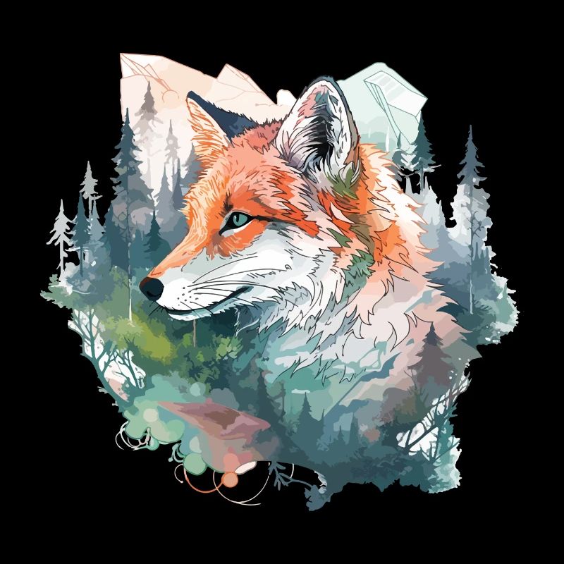 Fox Fox Head Nature Wilderness Forest Trees Mountains