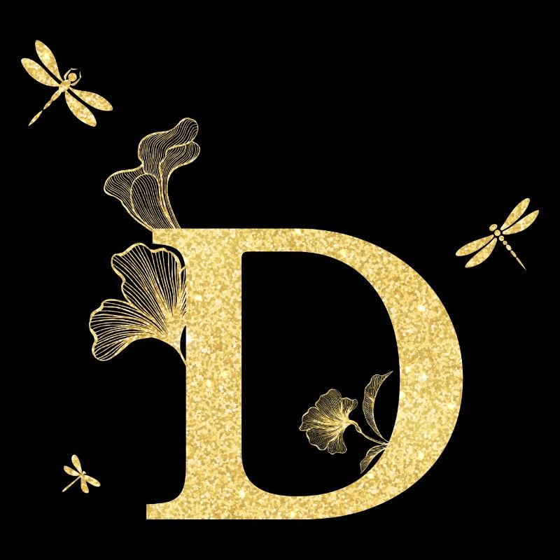 Lettre d paillettes doré libellule - idée cadeau