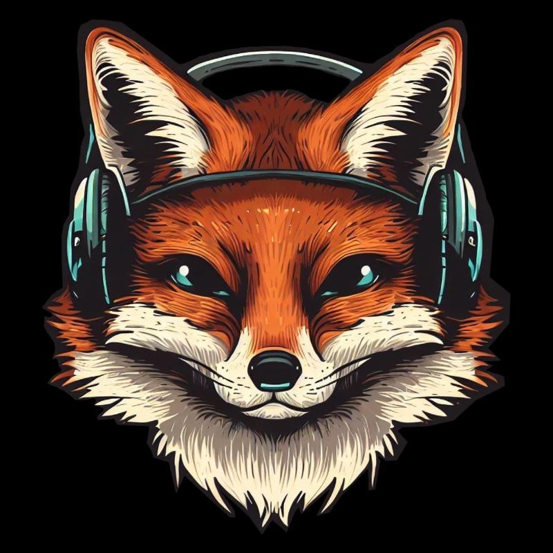 Renard avec écouteurs