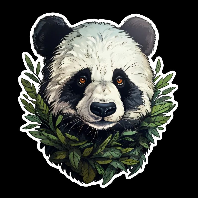 Panda jetant un coup d’œil hors des feuilles