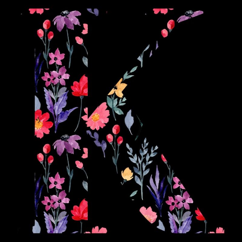 Personalized Floral Letter k - Gift Idea
