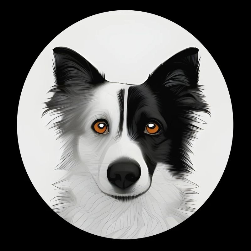 Border Collie black and white in a circle