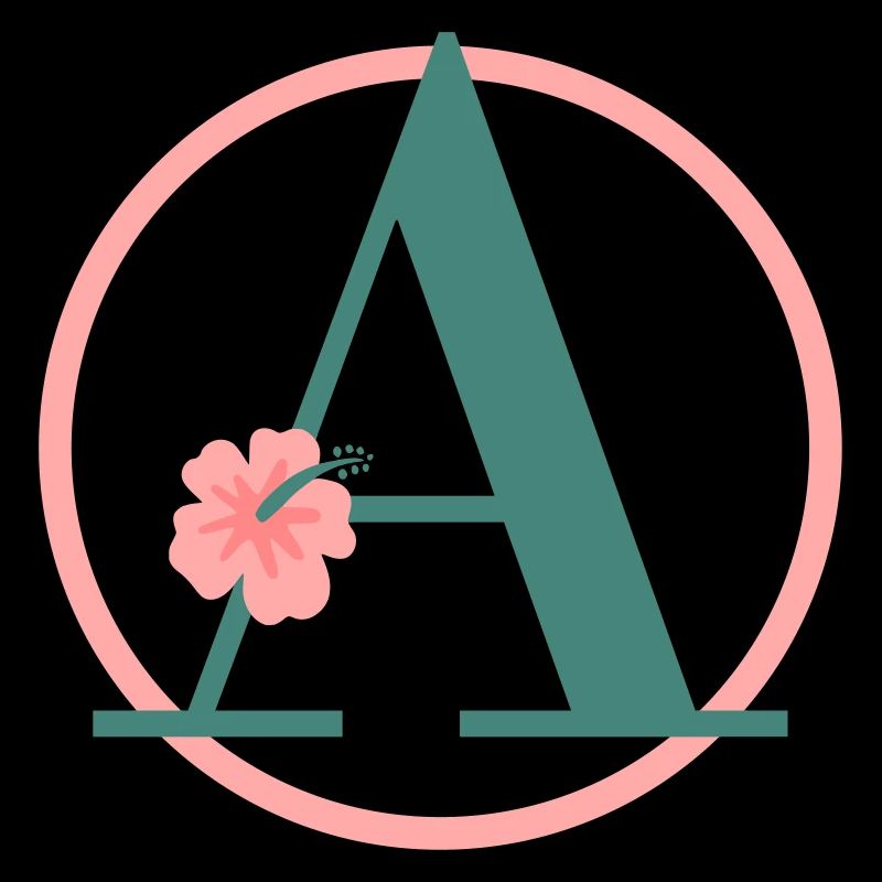 Letter A Initial letter A Monogram Hibiscus